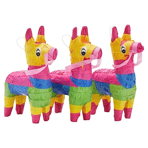 3er-Pack kleine, mexikanische Esel-Piniatas in Regenbogenfarben für Geburtstagspartys, Feiern, Jubiläen, 10,2 x 19,1 x 5,1 cm 3er-Pack kleine, mexikanische Esel-Piniatas in Regenbogenfarben für Geburtstagspartys, Feiern, Jubiläen, 10,2 x 19,1 x 5,1 cm von Juvale