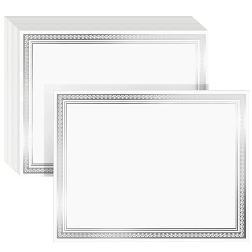 50 Blatt Urkundenpapier mit silberfarbenem Rand, 180g/m², je 21,6 x 28 cm von Juvale