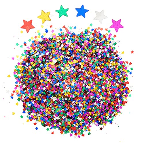 Juvale Konfetti-Sterne, 200 g, Tischdeko, Streudeko, Metallic-Glitzerfolie, Mehrere Farben, 0,2 cm von Juvale