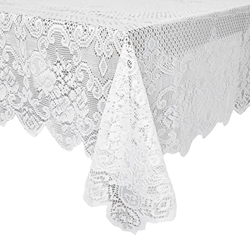 Spitze Tischdecke mit floralem Muster, rechteckig, Polyester, maschinenwaschbar, für Geburtstagspartys, Esszimmertisch, 152 x 246 cm Spitze Tischdecke mit floralem Muster, rechteckig, Polyester, maschinenwaschbar, für Geburtstagspartys, Esszimmertisch, 152 x 246 cm von Juvale