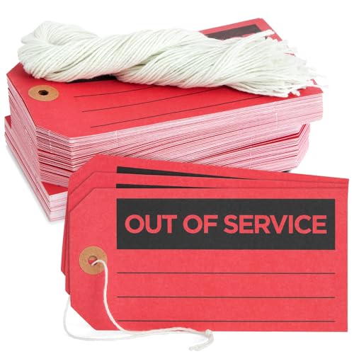 Out of Service Etiketten mit Baumwollschnur, Rot, 14,6 x 7,6 cm, 100 Stück Out of Service Etiketten mit Baumwollschnur, Rot, 14,6 x 7,6 cm, 100 Stück von Juvale