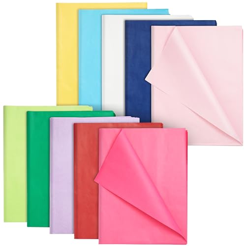 Seidenpapier 120 Blatt, 10 Bunte Farben Transparentpapier für Geschenktüten, zum Basteln und Verpacken, 50 x 66 cm von Juvale