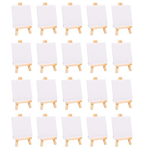 Juwaacoo 20 Stück Mini-Zeichenbrett Leinwand mit Staffelei, Leinwand-Panel, geeignet für Kunstparty-Zubehör von Juwaacoo