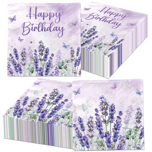 Juweked 40 Stück Lavendel-Servietten, Einweg-Papierservietten, Schmetterling, Cocktail-Servietten, lila, Geschirr, Blumenservietten, Papier, Lavendel, Geburtstagsdekorationen, violett, Partyzubehör Juweked 40 Stück Lavendel-Servietten, Einweg-Papierservietten, Schmetterling, Cocktail-Servietten, lila, Geschirr, Blumenservietten, Papier, Lavendel, Geburtstagsdekorationen, violett, Partyzubehör von Juweked