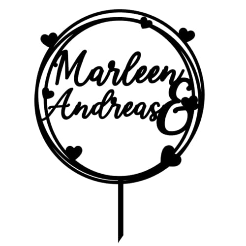 Caketopper Hochzeit personalisiert – Acryl Deko für Hochzeitstorte – Hochzeitstorte Dekoration | verschieden Farben (Herzen) von Juwelier Schönschmied