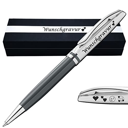 Pelikan Jazz Kugelschreiber mit Gravur als Geschenk | Emojis möglich | Warmgrau Classic | Kugelschreiber personalisiert von Juwelier Schönschmied