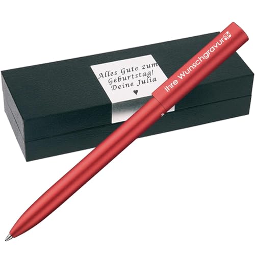 Pelikan Kugelschreiber Ineo® Feuer- Rot mit Wunschgravur | inkl. Etui mit Gravur (Platz für 10 Stifte) | Geschenk Geburtstag Weihnachten von Juwelier Schönschmied