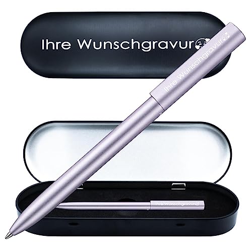 Pelikan Kugelschreiber Ineo® mit Gravur | inkl. Etui mit Wunschgravur (Platz für 10 Stifte) | Lila - Violett | Geschenk zur Abschlussprüfung Geburtstag Weihnachten von Juwelier Schönschmied