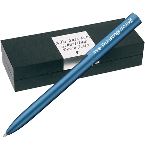 Pelikan Kugelschreiber Ineo® mit Gravur | inkl. Etui mit Wunschgravur (Platz für 10 Stifte) | Petrol - Blau | Geschenk zum Abschluss Geburtstag Weihnachten Prüfung von Juwelier Schönschmied