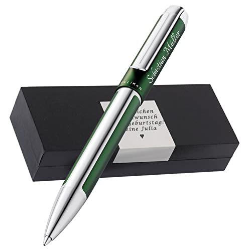 Personalisierter Pelikan Kugelschreiber Pura® K40 Deep Greeen | Aluminium | Drehmechanik | Personalisierte Geschenkobox als Geschenk & Symbole | PS144 von Juwelier Schönschmied