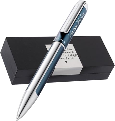 Personalisierter Pelikan Kugelschreiber Pura® K40 Petrol | Aluminium | Drehmechanik | Personalisierte Geschenkobox als Geschenk & Symbole gravierbar PS142 von Juwelier Schönschmied