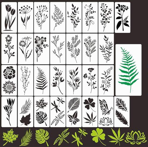 30 Stück Blumen Schablone, Wiederverwendbar Wildblumen Schablonen zum Malen, 3 x 6 Zoll Malschablonen DIY Vorlagen Malerei Schablonen Set für Scrapbooking Holz Wand Kunst Dekor 30 Stück Blumen Schablone, Wiederverwendbar Wildblumen Schablonen zum Malen, 3 x 6 Zoll Malschablonen DIY Vorlagen Malerei Schablonen Set für Scrapbooking Holz Wand Kunst Dekor von Juyibaao