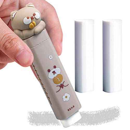 Juzinqu 1/4 STK Radiergummi Stift Einziehbar Kinder Cute Stuff Mit Ersatz-Nachfüllungen Kawaii Rubber Eraser School Supplies Gastgeschenke für Kinder, Kaffee von Juzinqu