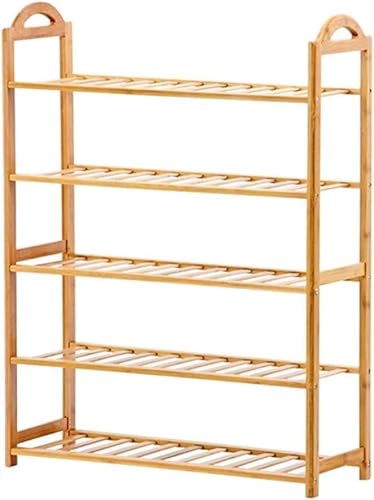 JvFbjLF Bambus-Schuhregal, 5 Etagen, Holz, selbststehend, für Tür, Badezimmer, Balkon, Aufbewahrung, Schuhregal (Farbe: Natur) von JvFbjLF