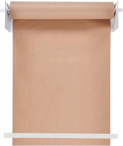 JvFbjLF Papierschneider mit abnehmbarem Griff zum Aufhängen, Spender und Cutter für Papierrollen, Spender für Kraftpapier, Wandmontage (weiß, 67 cm breit) von JvFbjLF