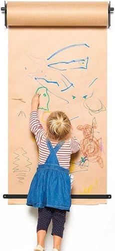 Wandmontierter Kraftpapierspender und -schneider - Stabile schwarze Halterung & 164 Fuß braune Papierrolle (97cm/38.2inch breit) von JvFbjLF