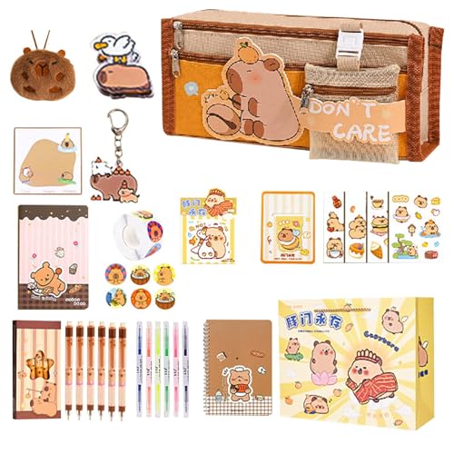 Jvjggag Animal Stationery Set für Kinder, niedliches Briefpapierset - Multi-Layer-Stifte mit großer Kapazität,Back-to-School-Vorräte für Schüler, enthalten Notizbücher, Haftnotizen, Aufkleber, von Jvjggag