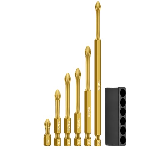 Magnetic Drill Bit Set S2 Steel, Shock-Proof Screwdriver Bits in 6 Sizes for Hand Drill or Electric Screwdriver, Sturdy Driver Bits for Woodworking, Construction, Furniture Repair Magnetic Drill Bit Set S2 Steel, Shock-Proof Screwdriver Bits in 6 Sizes for Hand Drill or Electric Screwdriver, Sturdy Driver Bits for Woodworking, Construction, Furniture Repair von Jvjggag