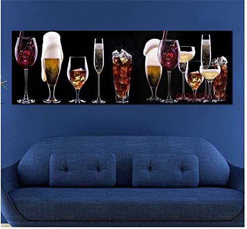 Diamond Painting Rotwein Getränk Tasse, Malen Nach Zahlen Erwachsene, DIY Diamant Painting Bilder Kinder, Groß Diamant Malerei Kits Stickerei, Wohnzimmer Schlafzimmer Büro Wand Dekor 60x120cm DZ421 von Jvyaeen