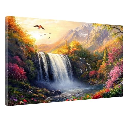 Natur Malen Nach Zahlen mit Rahmen, Malen Nach Zahlen Erwachsene Landschaft Muster, Paint by Numbers Adult Knitterfreie Leinwand Kit, Handgemalt Ölgemälde mit Pinseln und Acrylfarbe,90x120cm,Model-114 Natur Malen Nach Zahlen mit Rahmen, Malen Nach Zahlen Erwachsene Landschaft Muster, Paint by Numbers Adult Knitterfreie Leinwand Kit, Handgemalt Ölgemälde mit Pinseln und Acrylfarbe,90x120cm,Model-114 von Jvyaeen