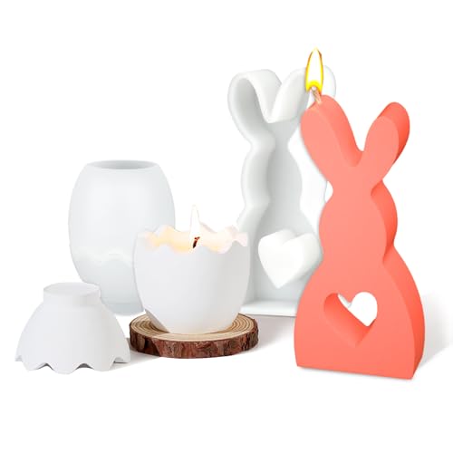 3D Kaninchen Kerze Silikonform, Osterhase Silikonform kerzenhalter, Kaninchen gießformen silikon, Epoxidharz Formen Egg Box Resin Mold,Harz Silikonform von jwogngls