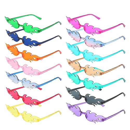 Jwogngls Flammen Sonnenbrille, 14 Stück Sonnenbrille Festival Brille, Bunte Sonnenbrillen Lustige Brillen, Party Brille für Geburtstagsfeier, Musikfestival, Karneval Neuheit Partybrille Jwogngls Flammen Sonnenbrille, 14 Stück Sonnenbrille Festival Brille, Bunte Sonnenbrillen Lustige Brillen, Party Brille für Geburtstagsfeier, Musikfestival, Karneval Neuheit Partybrille von Jwogngls
