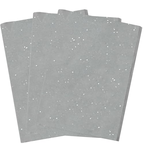 Graues Glitzer-Seidenpapier, 20 Stück, Geschenkpapier, 50 x 35 m, glitzernd, silberfarbenes Glitzer-Seidenpapier, graues Seidenpapier für Geschenkkörbe Graues Glitzer-Seidenpapier, 20 Stück, Geschenkpapier, 50 x 35 m, glitzernd, silberfarbenes Glitzer-Seidenpapier, graues Seidenpapier für Geschenkkörbe von Jwssor