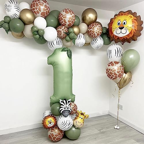 Jwssor 1st Wild One Luftballons, Dschungel-Thema, Geburtstagsdekoration, Nummer Eins, Safari-Ballons für den 1. Geburtstag Jwssor 1st Wild One Luftballons, Dschungel-Thema, Geburtstagsdekoration, Nummer Eins, Safari-Ballons für den 1. Geburtstag von Jwssor