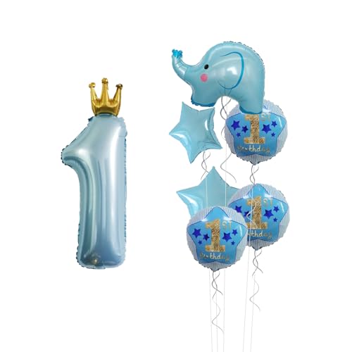 Jwssor Ballon mit Zahl eins, 91,4 cm, blaue Luftballons zum 1. Geburtstag mit Krone für Jungen, Geburtstagsdekoration, Jubiläum von Jwssor