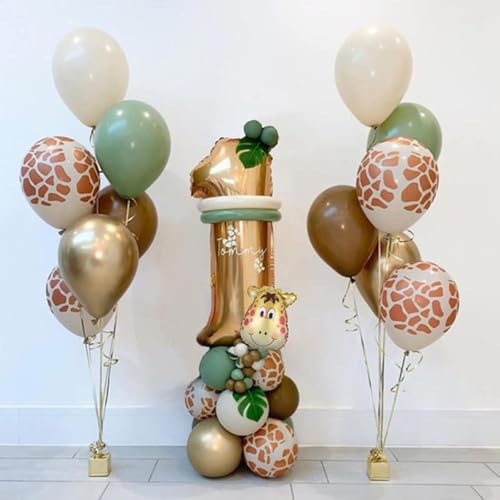 Jwssor Dekoration zum 1. Geburtstag, Dschungel-Mottoparty-Dekoration, 81,3 cm, 1. Folienballons, salbeigrün und braun Jwssor Dekoration zum 1. Geburtstag, Dschungel-Mottoparty-Dekoration, 81,3 cm, 1. Folienballons, salbeigrün und braun von Jwssor