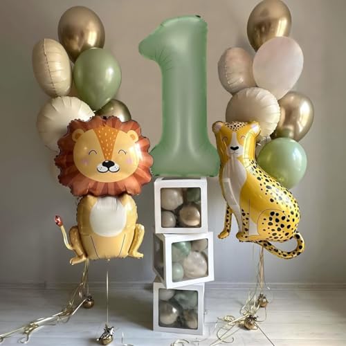 Jwssor Dekoration zum 1. Geburtstag, Motiv: 1. Geburtstag, Dschungel-Thema, wilder Geburtstag, Safari, 1 Jahr alt, Tierballons für Jungen Jwssor Dekoration zum 1. Geburtstag, Motiv: 1. Geburtstag, Dschungel-Thema, wilder Geburtstag, Safari, 1 Jahr alt, Tierballons für Jungen von Jwssor