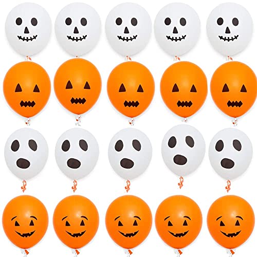 Jwssor Halloween-Ballons, 20 Stück, weiß-orange, 30,5 cm Halloween-Geister-Ballon von Jwssor