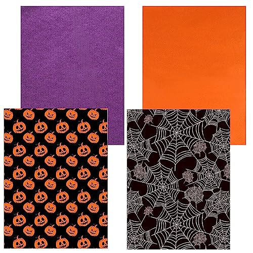 Jwssor Halloween-Seidenpapier, 30 Blatt, Halloween-Geschenkpapier, 50 x 30 cm, Orange, Lila, Kürbis und Spinnennetz, Papier für Halloween DIY Handwerk von Jwssor