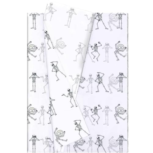 Jwssor Halloween-Seidenpapier, Geschenkpapier, 20 Blatt tanzende Geister-Geschenkpapier von Jwssor
