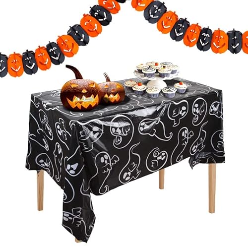 Jwssor Halloween-Tischdecke, 220 x 130 cm, wasserdicht, Geister-Tischdecke für Halloween-Party-Dekoration von Jwssor