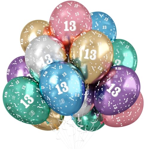 Jwssor Luftballons zum 13. Geburtstag, 20 Stück, metallisch, bunt, 30,5 cm, 13 Jahre, bunte Geburtstagsdekoration, bunte Zahl 13 Jwssor Luftballons zum 13. Geburtstag, 20 Stück, metallisch, bunt, 30,5 cm, 13 Jahre, bunte Geburtstagsdekoration, bunte Zahl 13 von Jwssor