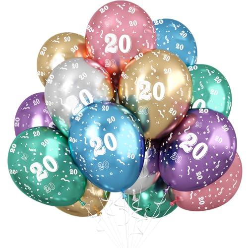 Jwssor Luftballons zum 20. Geburtstag, 20 Stück, metallisch, bunt, 30,5 cm, 20 Stück, bunte Geburtstagsdekoration, 20 Stück Jwssor Luftballons zum 20. Geburtstag, 20 Stück, metallisch, bunt, 30,5 cm, 20 Stück, bunte Geburtstagsdekoration, 20 Stück von Jwssor