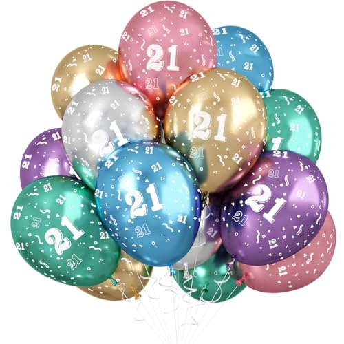 Jwssor Luftballons zum 21. Geburtstag, 20 Stück, metallisch, bunt, 30,5 cm, 21-jährige Luftballons, bunte Geburtstagsdekoration Jwssor Luftballons zum 21. Geburtstag, 20 Stück, metallisch, bunt, 30,5 cm, 21-jährige Luftballons, bunte Geburtstagsdekoration von Jwssor