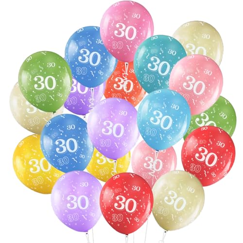 Jwssor Luftballons zum 30. Geburtstag, 30,5 cm, bunte Luftballons mit Zahl 76.2 cm, Regenbogenfarben, bunte Geburtstagsballons Jwssor Luftballons zum 30. Geburtstag, 30,5 cm, bunte Luftballons mit Zahl 76.2 cm, Regenbogenfarben, bunte Geburtstagsballons von Jwssor