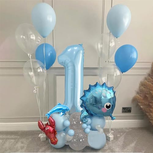 Jwssor Partydekoration für den 1. Geburtstag, Geburtstagsparty-Luftballons, Ozean-Party-Dekoration, Luftballons der Nummer eins von Jwssor