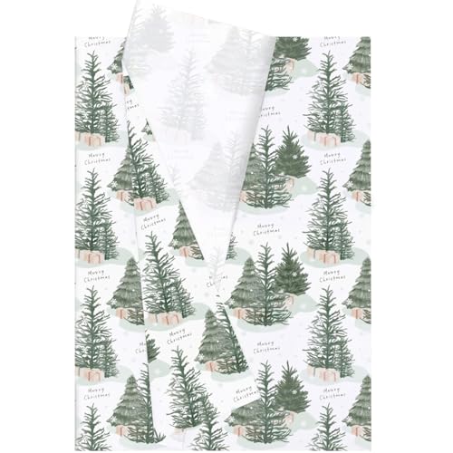 Jwssor Seidenpapier für Weihnachten, Weihnachtsbaum, 20 Blatt, Weihnachts-Seidenpapier zum Verpacken von Geschenken, 50 x 35 cm, Geschenkpapier für Geschenktüten, Weihnachten, Basteln, von Jwssor