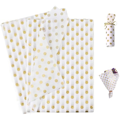 Jwssor Seidenpapier mit goldenen Punkten, 50,8 x 35,6 cm, Geschenkpapier für Geschenktüten, Hochzeit, Geburtstag, Babyparty, Basteln, 20 Blatt Jwssor Seidenpapier mit goldenen Punkten, 50,8 x 35,6 cm, Geschenkpapier für Geschenktüten, Hochzeit, Geburtstag, Babyparty, Basteln, 20 Blatt von Jwssor