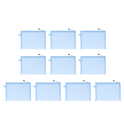 10 PCs Mesh Reißverschlussbeutelbeutel, transparente Dokumentbeutel mit Reißverschluss A4 -Papier für Bürodatei -Dokumentschule Schreibwaren (Blau) von Jwthee