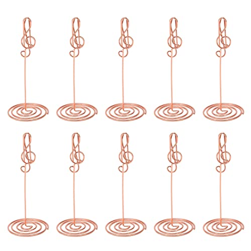 10 Stück Tischnummernhalter, Platzkartenhalter, Tischnummernständer für Hochzeiten, Draht-Bilderständer mit stabiler Basis in Roségold-Kätzchenform für Hochzeitsempfänge (Hinweismuster) von Jwthee
