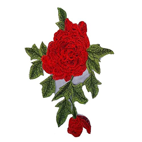 10.2x7.1inch 5pcs Eisen auf Rosenblumenflecken für Kleidung Designs Fabric Reparatur Blume nähen auf gestickten Flecken für Jacke Jeans Kleidungsstücke Schuhe Taschen Taschen von Jwthee
