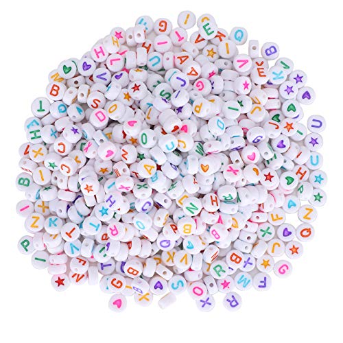 1000 Pcs Buchstaben Perlen, farbenfrohe runde Buchstaben Perlen Alphabet Herzsternzubehör Acryl -DIY -Armbänder für Schmuckzubehör zu 1000 Pcs Buchstaben Perlen, farbenfrohe runde Buchstaben Perlen Alphabet Herzsternzubehör Acryl -DIY -Armbänder für Schmuckzubehör zu von Jwthee