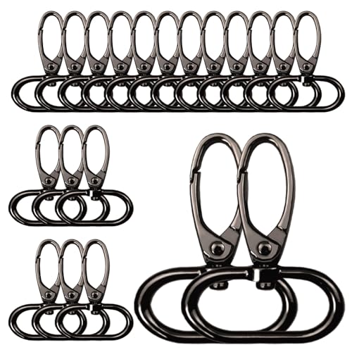20 Stück Eisenhaltig Drehverschlüsse für Schlüsselbänder, Karabinerhaken aus Metall, Schlüsselanhänger-Cliphaken, Drehkarabinerhaken für Schlüsselanhänger, Schmuck, DIY-Basteln (37mm) von Jwthee