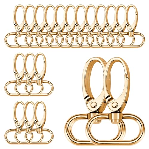 20 Stück blasses Gold Drehverschlüsse für Schlüsselbänder, Karabinerhaken aus Metall, Schlüsselanhänger-Cliphaken, Drehkarabinerhaken für Schlüsselanhänger, Schmuck, DIY-Basteln (32mm) von Jwthee