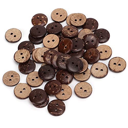 200pcs Kokosnussschalenknöpfe, dekorative Knöpfe für Kleidung elegante und rustikale Hemdknöpfe mit 2 Löchern für die Dekoration für Handwerkskunst von Jwthee