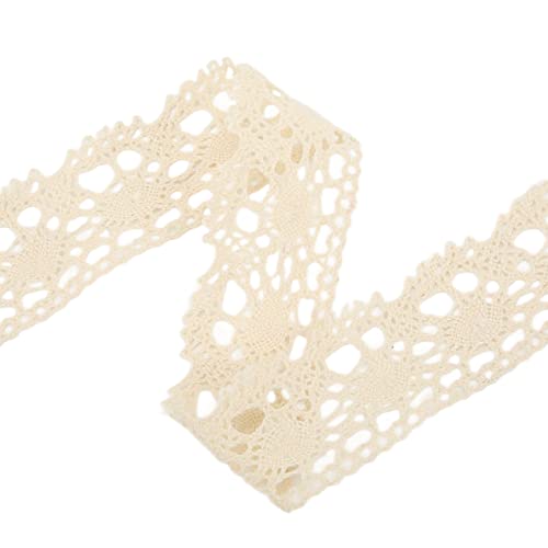 4 cm Breite 10 Yards Spitzenverkleidung, Baumwollnähung Spitzen Häkelband Trimm elegant und dekorativ für Kunsthandwerk für Verpackungsverpackung DIY -Kleidung (Beige) von Jwthee